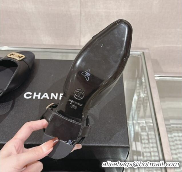 Stylish Chanel Lambskin Slingback Flat with Framed CC 2.5cm Black 0126048