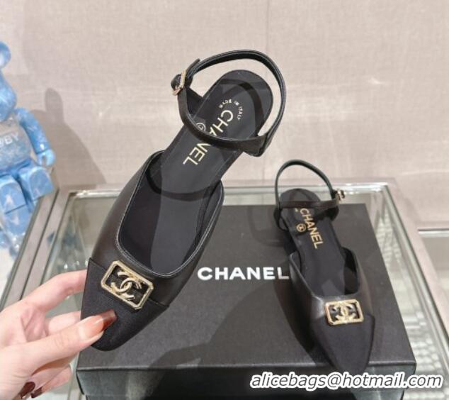 Stylish Chanel Lambskin Slingback Flat with Framed CC 2.5cm Black 0126048