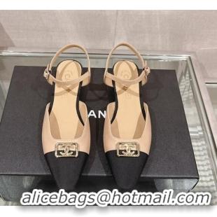 Pretty Style Chanel Lambskin Slingback Flat with Framed CC 2.5cm Beige 0126049