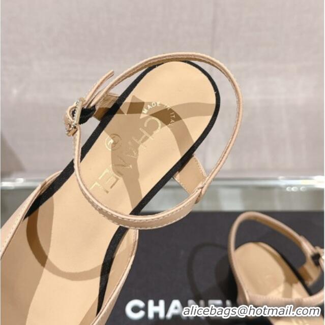 Pretty Style Chanel Lambskin Slingback Flat with Framed CC 2.5cm Beige 0126049