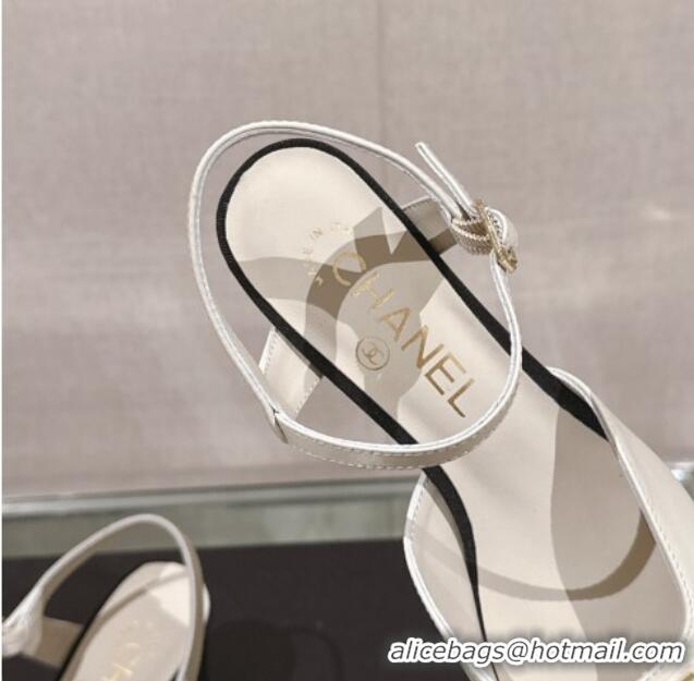 Best Product Chanel Lambskin Slingback Pumps with Framed CC 7cm White 126050