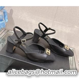 Charming Chanel Lambskin Slingback Pumps with Framed CC 7cm Black 0126051