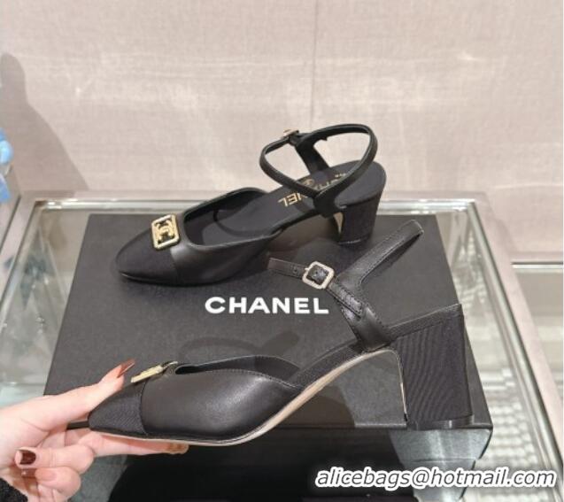 Charming Chanel Lambskin Slingback Pumps with Framed CC 7cm Black 0126051