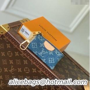 Unique Grade Louis Vuitton Monogram Denim Key Pouch in Blue M82961 2024