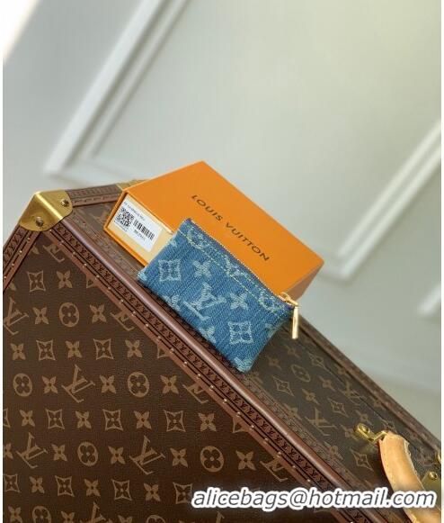 Unique Grade Louis Vuitton Monogram Denim Key Pouch in Blue M82961 2024