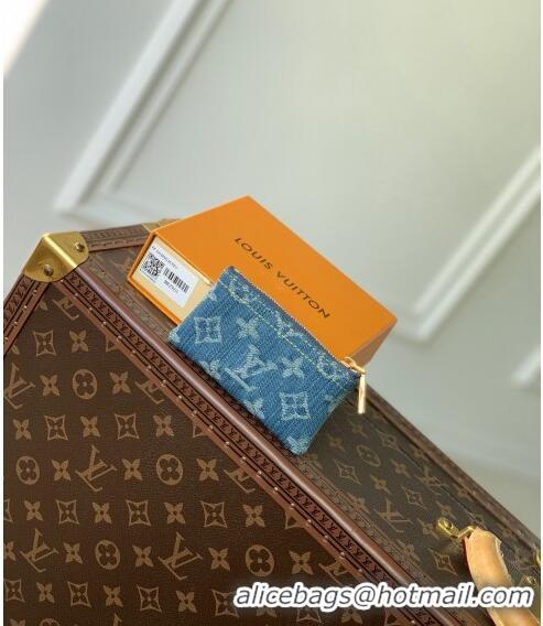 Unique Grade Louis Vuitton Monogram Denim Key Pouch in Blue M82961 2024