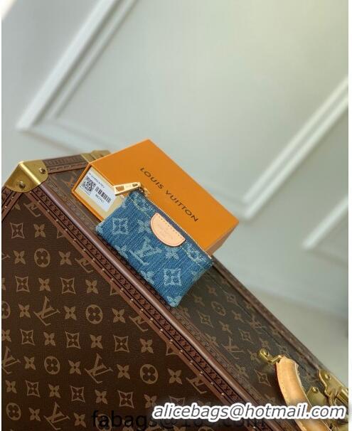 Unique Grade Louis Vuitton Monogram Denim Key Pouch in Blue M82961 2024