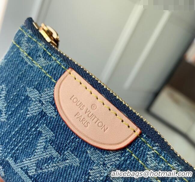 Unique Grade Louis Vuitton Monogram Denim Key Pouch in Blue M82961 2024