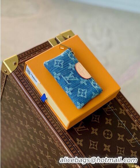 Unique Grade Louis Vuitton Monogram Denim Key Pouch in Blue M82961 2024