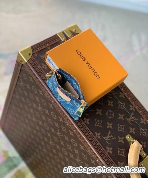 Unique Grade Louis Vuitton Monogram Denim Key Pouch in Blue M82961 2024