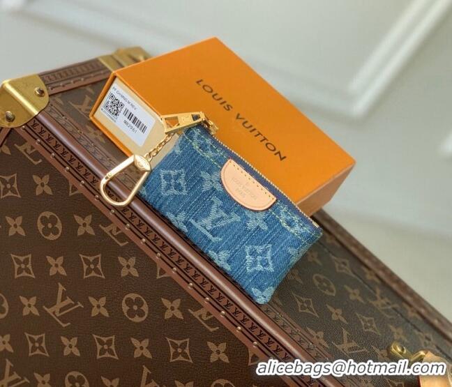 Unique Grade Louis Vuitton Monogram Denim Key Pouch in Blue M82961 2024