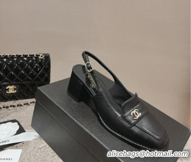 Sumptuous Chanel Lambskin Slingback Pumps 6cm Black 0126068