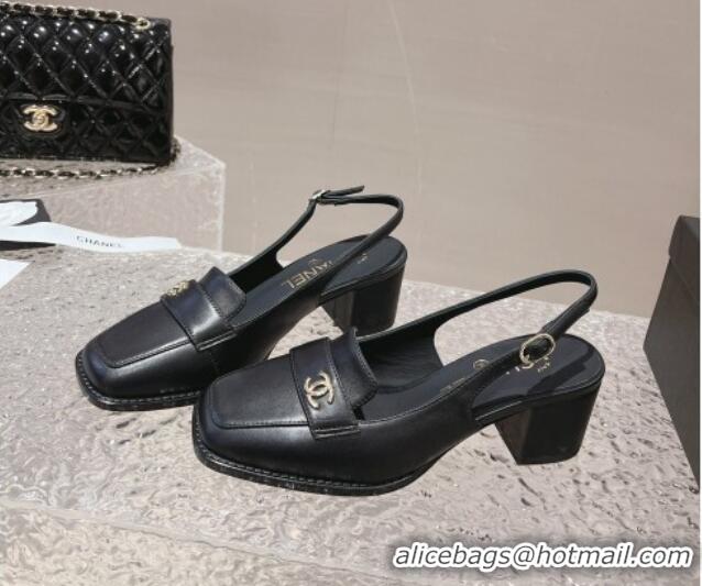 Sumptuous Chanel Lambskin Slingback Pumps 6cm Black 0126068