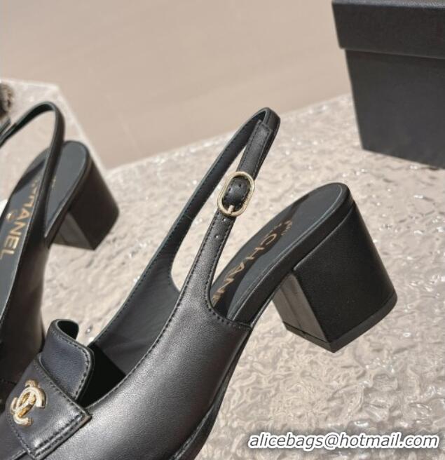 Sumptuous Chanel Lambskin Slingback Pumps 6cm Black 0126068