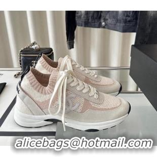 Best Product Chanel Knit Sneakers Pink 0126071 