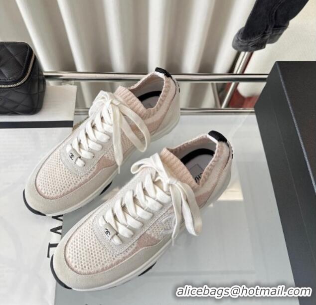 Best Product Chanel Knit Sneakers Pink 0126071 