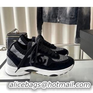 Top Design Chanel Knit Sneakers Black 0126072