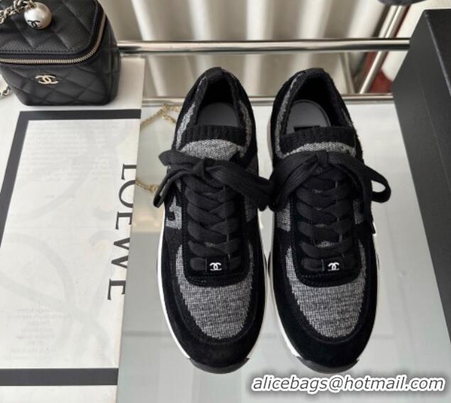 Top Design Chanel Knit Sneakers Black 0126072