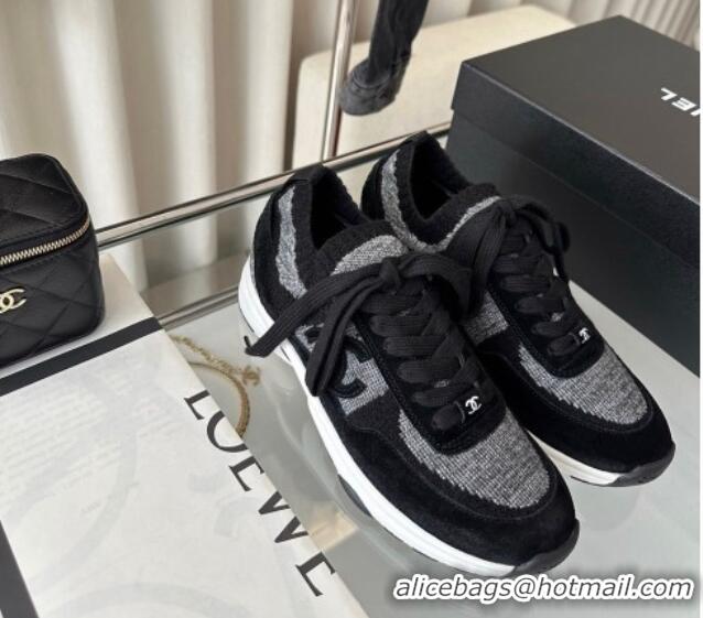 Top Design Chanel Knit Sneakers Black 0126072