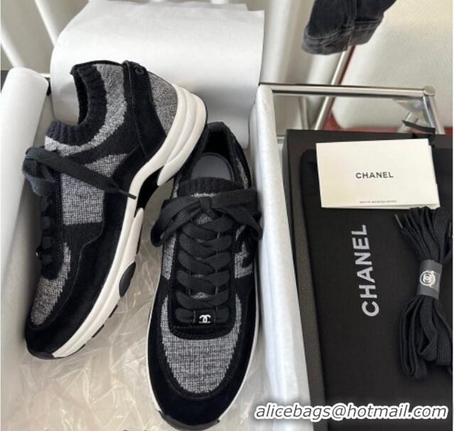 Top Design Chanel Knit Sneakers Black 0126072