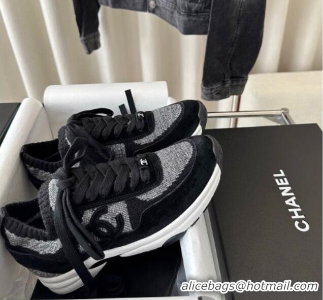 Top Design Chanel Knit Sneakers Black 0126072