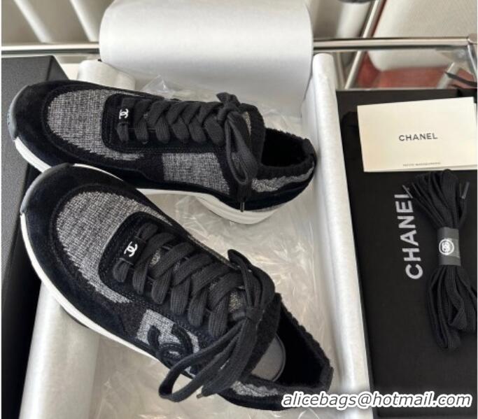 Top Design Chanel Knit Sneakers Black 0126072