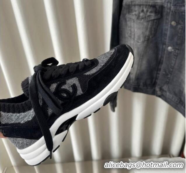 Top Design Chanel Knit Sneakers Black 0126072