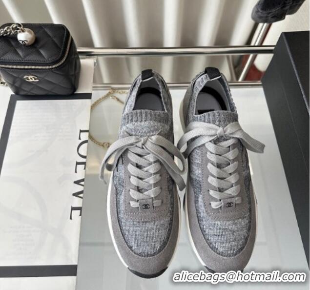 Good Product Chanel Knit Sneakers Grey 0126073