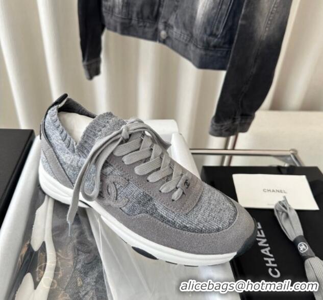 Good Product Chanel Knit Sneakers Grey 0126073