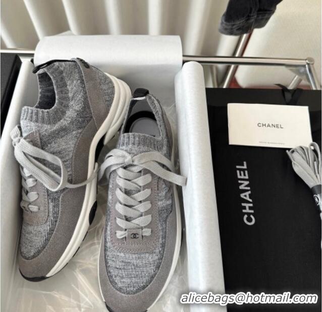 Good Product Chanel Knit Sneakers Grey 0126073