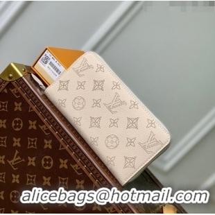 Top Design Louis Vuitton Mahina Perforated Calf Leather Zippy Wallet M61869 Beige 2023