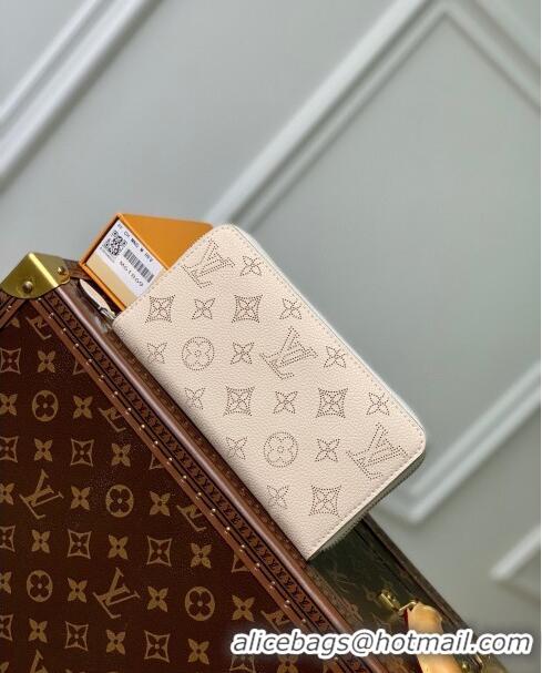 Top Design Louis Vuitton Mahina Perforated Calf Leather Zippy Wallet M61869 Beige 2023