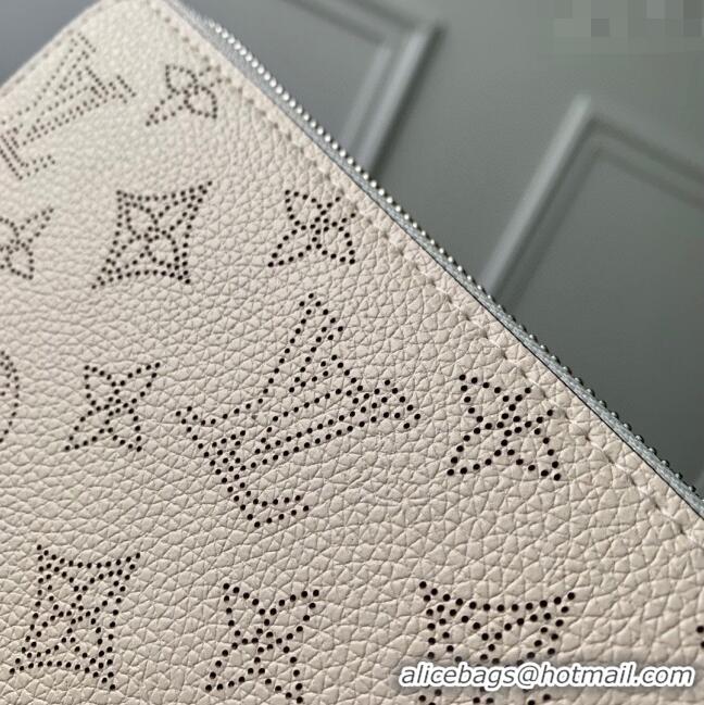 Top Design Louis Vuitton Mahina Perforated Calf Leather Zippy Wallet M61869 Beige 2023