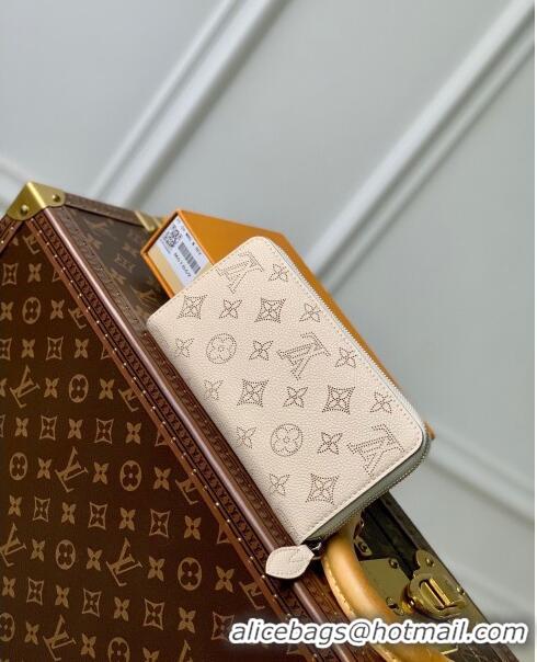 Top Design Louis Vuitton Mahina Perforated Calf Leather Zippy Wallet M61869 Beige 2023