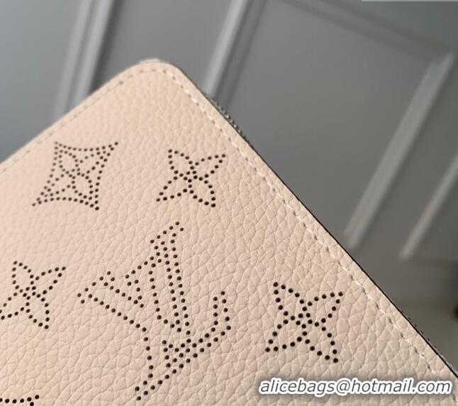 New Fashion Louis Vuitton Mahina Perforated Leather Zippy Compact Wallet M81558 Cream White 2023