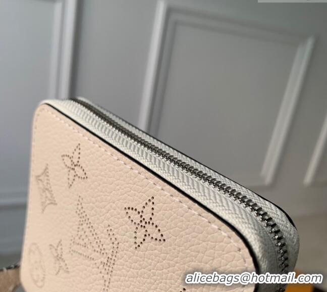 New Fashion Louis Vuitton Mahina Perforated Leather Zippy Compact Wallet M81558 Cream White 2023