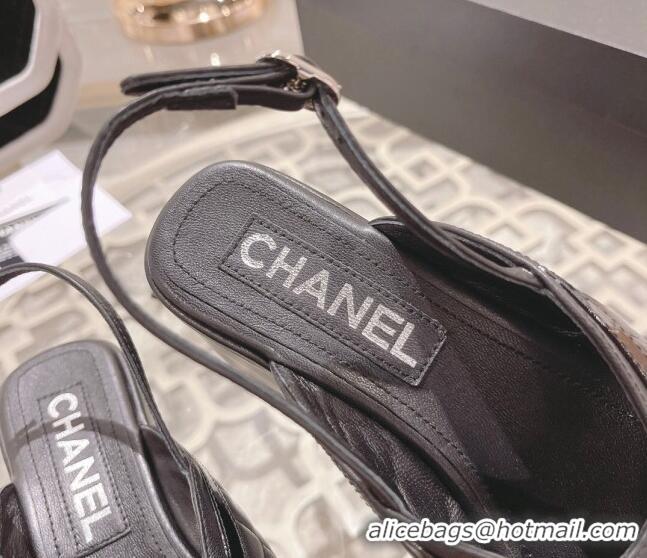 Best Grade Chanel Quilted Calfskin Platform Sandals 7.5cm Black 0126107