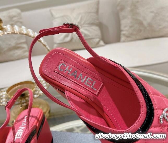 Pretty Style Chanel Quilted Calfskin Platform Sandals 7.5cm Pink 126109