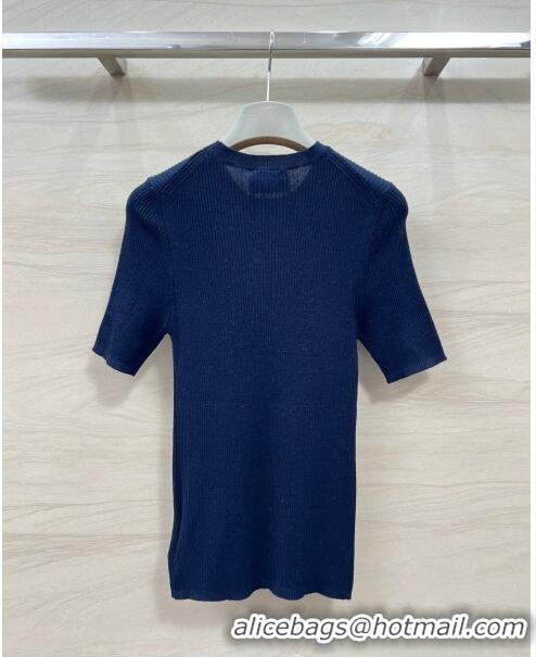 ​Buy Inexpensive Prada Wool Short-sleeved Sweater P030812 Blue 2024