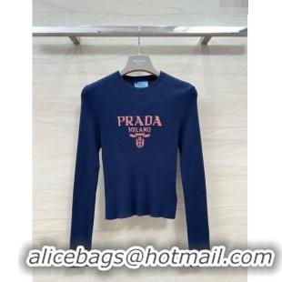 Famous Brand Prada Wool Sweater P030813 Blue 2024