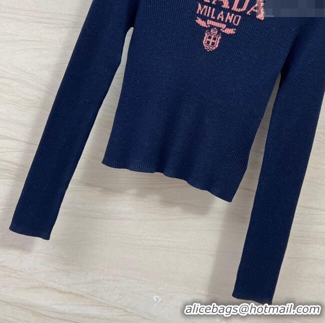 Famous Brand Prada Wool Sweater P030813 Blue 2024