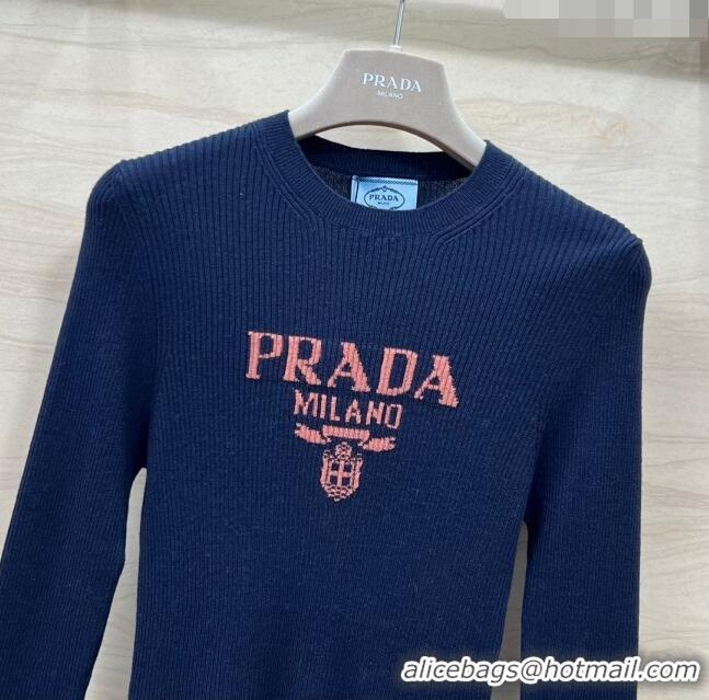 Famous Brand Prada Wool Sweater P030813 Blue 2024