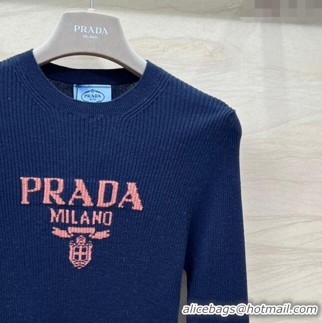 Famous Brand Prada Wool Sweater P030813 Blue 2024