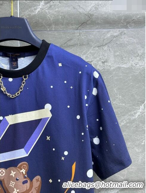 Luxurious Best Louis Vuitton Cotton T-shirt LV11301 Blue 2024