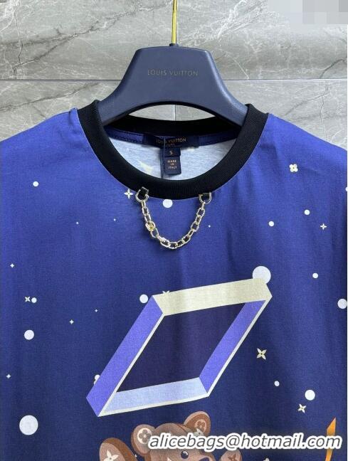 Luxurious Best Louis Vuitton Cotton T-shirt LV11301 Blue 2024