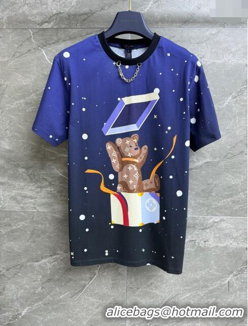 Luxurious Best Louis Vuitton Cotton T-shirt LV11301 Blue 2024