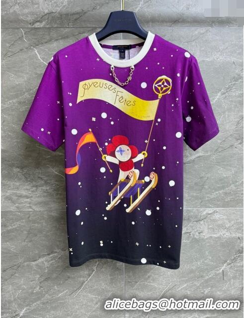 Good Taste Louis Vuitton Cotton T-shirt LV11302 Purple 2024