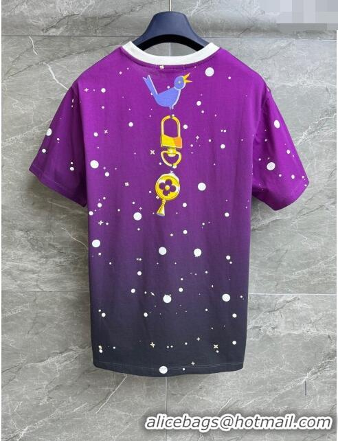 Good Taste Louis Vuitton Cotton T-shirt LV11302 Purple 2024