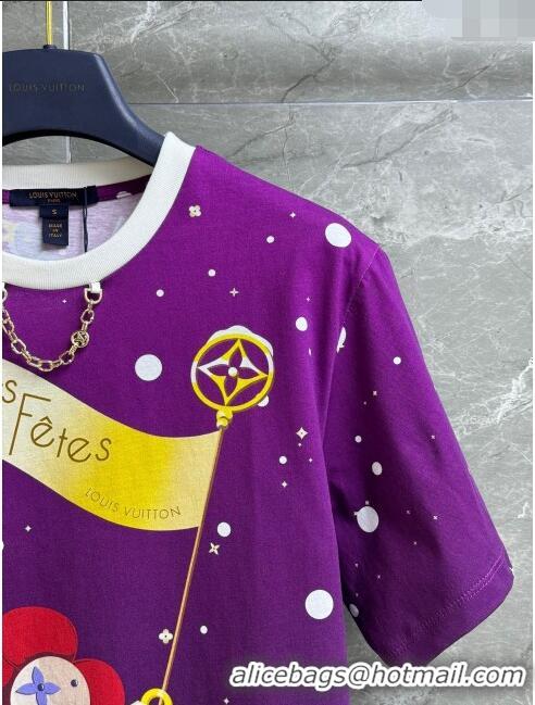 Good Taste Louis Vuitton Cotton T-shirt LV11302 Purple 2024