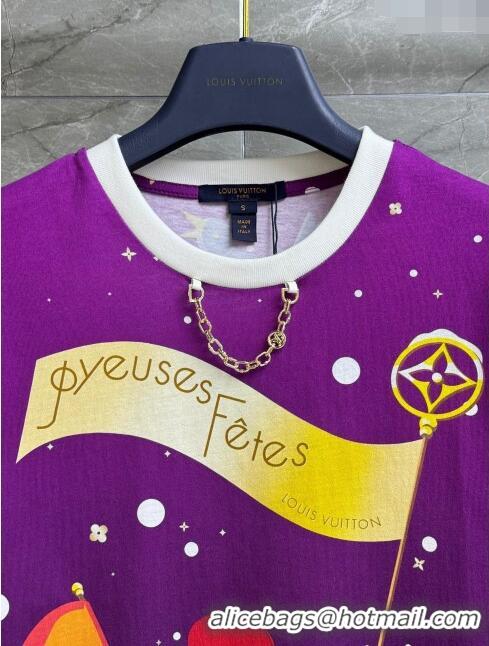 Good Taste Louis Vuitton Cotton T-shirt LV11302 Purple 2024